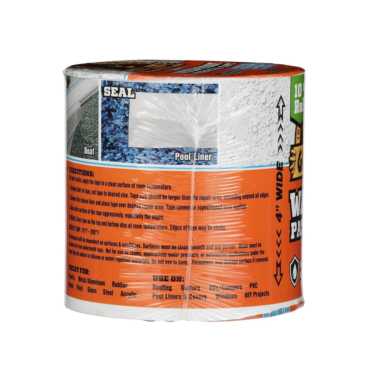 GORILLA Waterproofing Tape, Permanent Seal, White, 4" x 10', 2-Pack