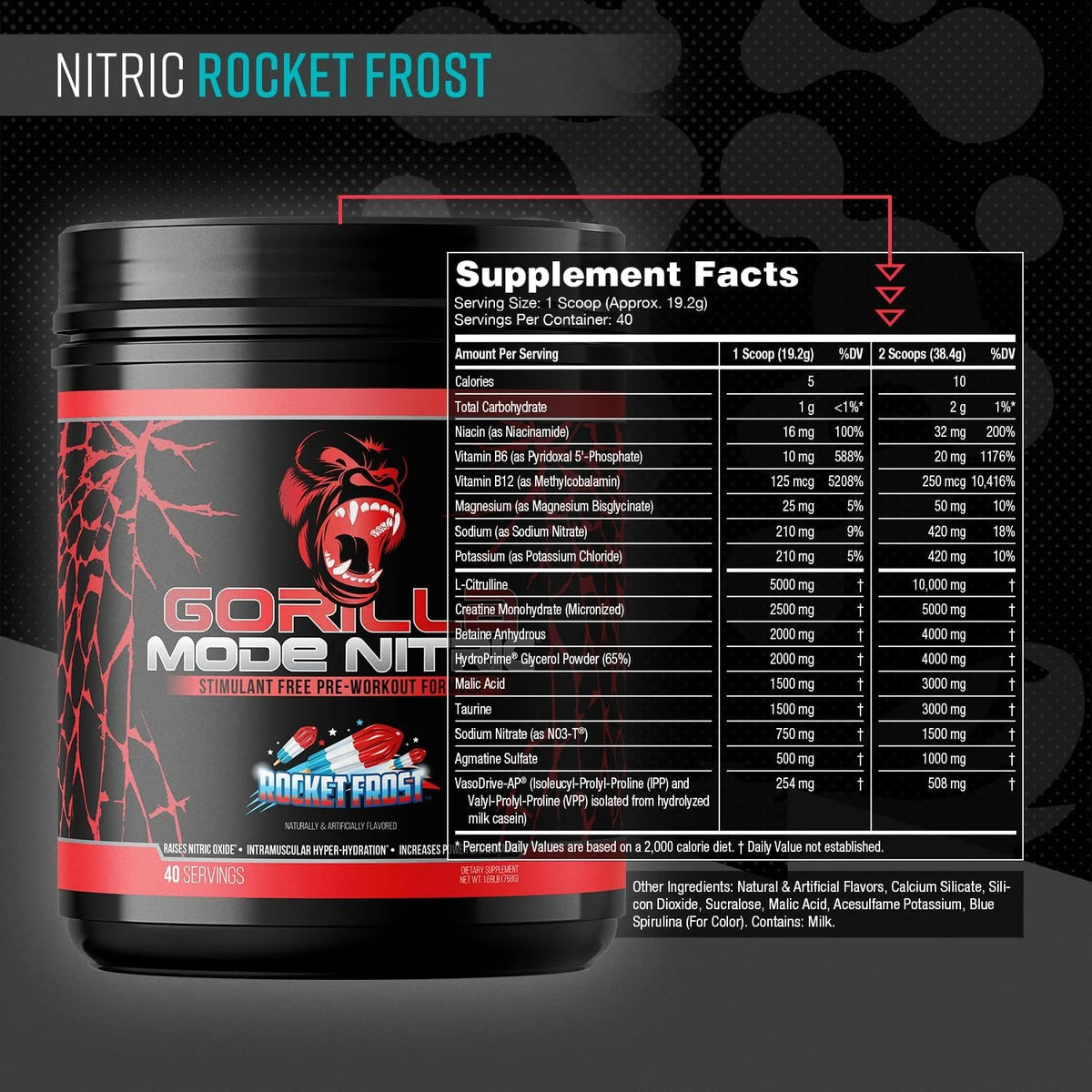 Gorilla Mode Nitric Stimulant Free Pre-Workout – Best Tasting and Most Effective Stimulant Free Pre-Workout/Massive Pumps · Vasodilation · Power / 688 Grams (Fruit Punch)