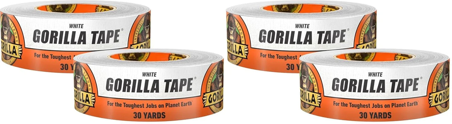 Gorilla Tape, White Duct Tape, 1.88" x 30 yd, White | (Pack of 12)