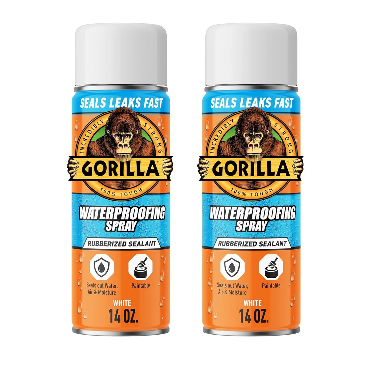 Gorilla Waterproofing Spray, Clear, 14 oz, 2-Pack, Flexible Sealant