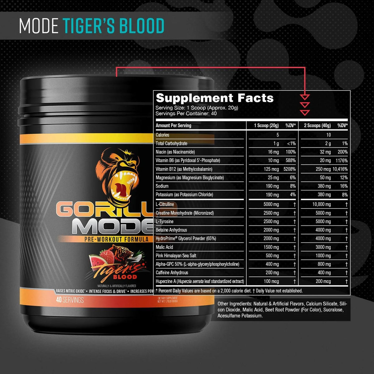 Gorilla Mode Pre Workout - Massive Pumps | 812g (BlackBerry Lemonade)