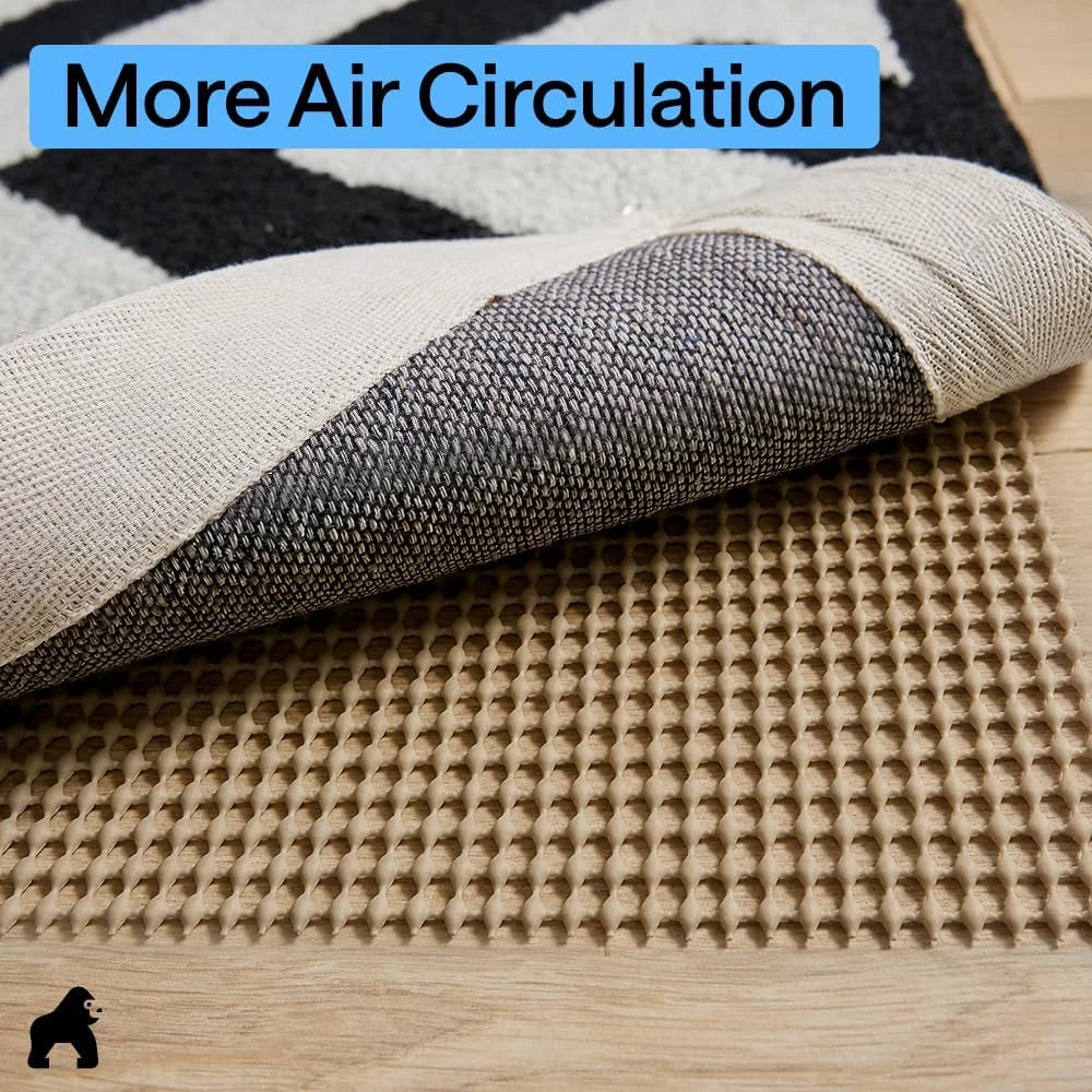 GORILLA GRIP® Slip Resistant Rug Pads for Hardwood Floor, 4x4 Cream