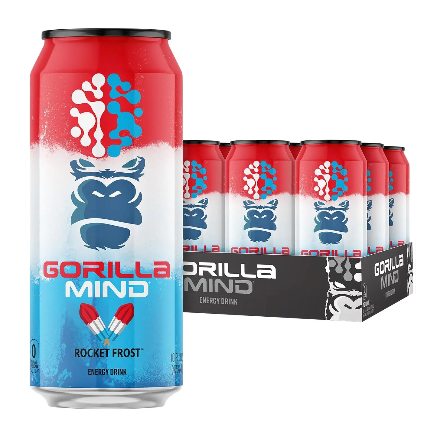 Gorilla Mind Energy Drink | 16oz, 12-Pack (Citrus Rain)