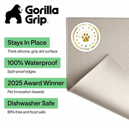 GORILLA GRIP Dog Food Mat, 100% Waterproof Silicone, 26x17 Navy