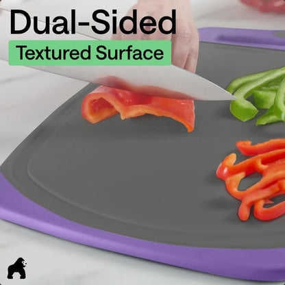 GORILLA GRIP BPA-Free Reversible Kitchen Cutting Board, Set of 3, Turquoise