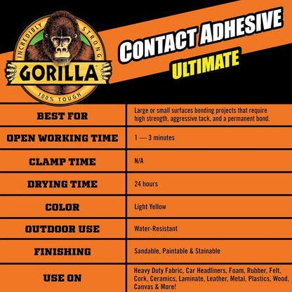 Gorilla Heavy Duty Spray Adhesive, Multi Purpose, Clear, 14 oz, 2-Pack