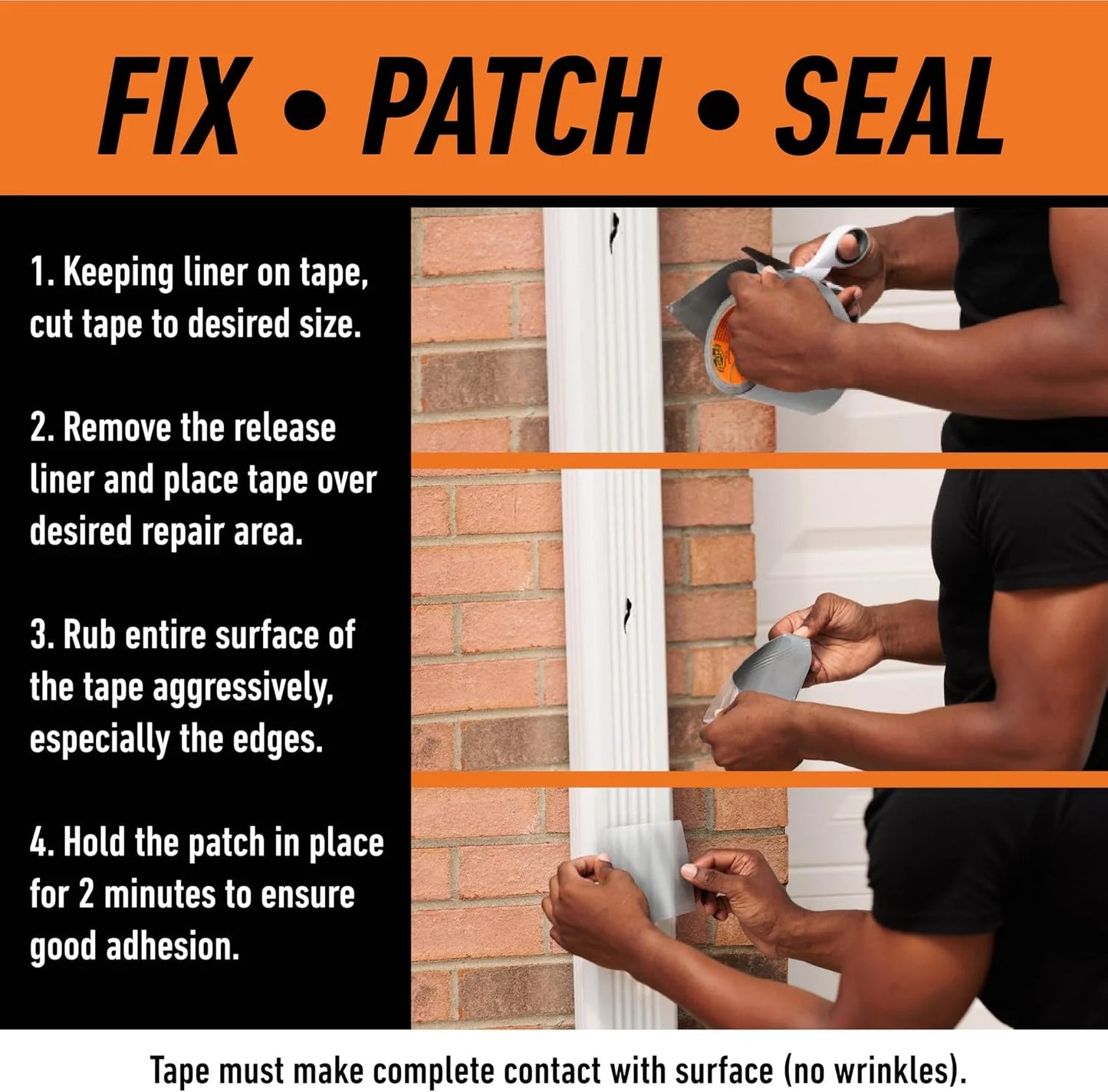 Gorilla Waterproof Patch & Seal Tape, Black Tape, 4" x 10' (Pack of 4) - Permanent Weather Resistant Seal for Leaks and Repairs