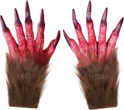 BXT Adults Lifelike Latex Halloween Ape Claws Animal Paws Gloves Mittens Cosplay Costume Props Furry Papion Gorilla Handwear