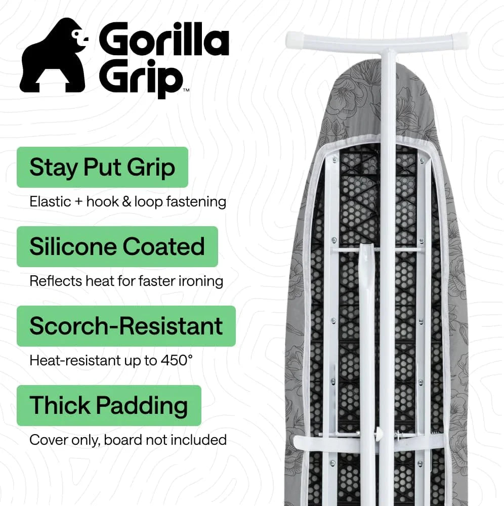 GORILLA GRIP Padded Ironing Board Cover, 15x54 Silver