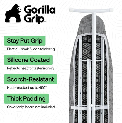 GORILLA GRIP Padded Ironing Board Cover, 15x54 Silver