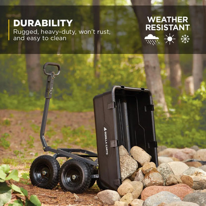 Gorilla Carts Poly Dump Cart, 800 lb. Capacity, 5 Cu Ft, Gray