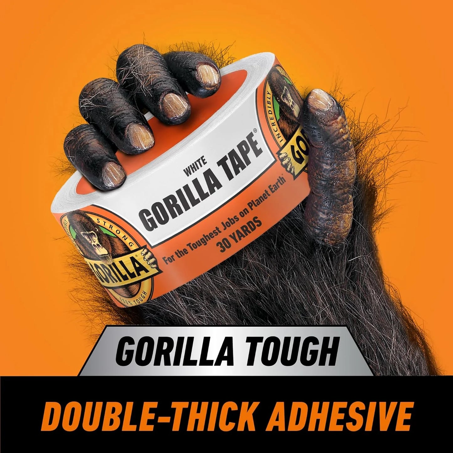 Gorilla Tape, White Duct Tape, 1.88" x 30 yd, White | (Pack of 12)