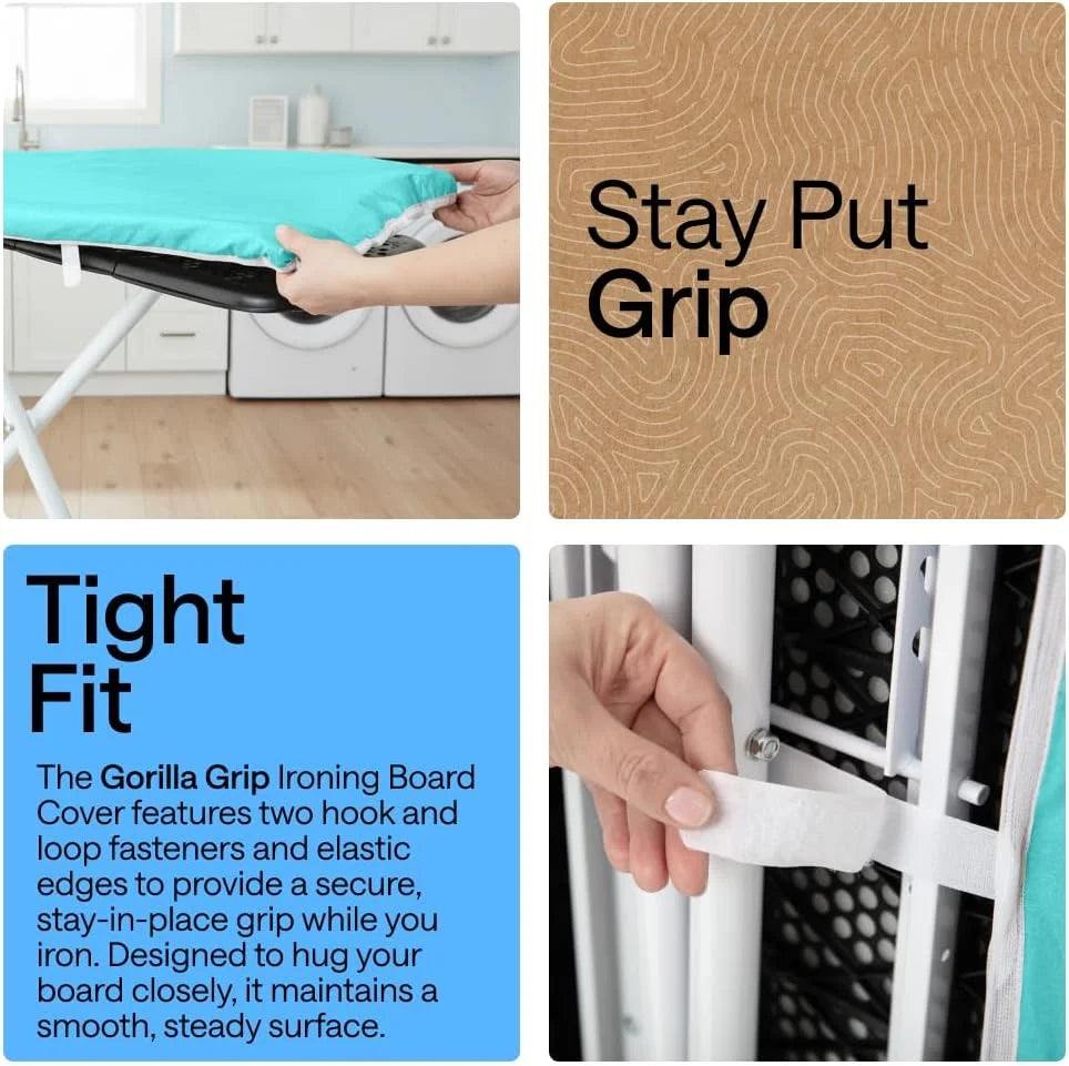 GORILLA GRIP Padded Ironing Board Cover, 15x54 Silver