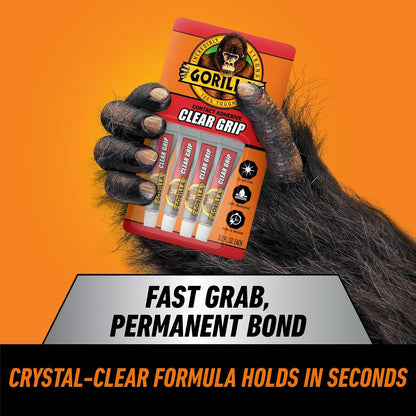 Gorilla Clear Grip Waterproof Contact Adhesive, 3 Ounce Tube, Clear, (Pack of 5)