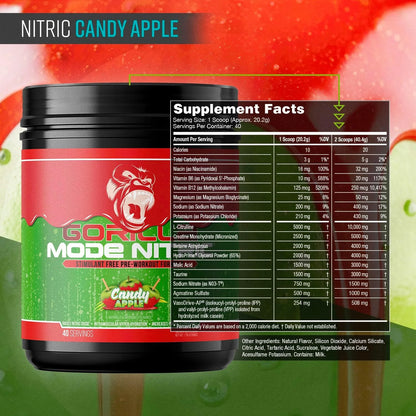Gorilla Mode Nitric Stimulant Free Pre-Workout – Best Tasting and Most Effective Stimulant Free Pre-Workout/Massive Pumps · Vasodilation · Power / 688 Grams (Fruit Punch)