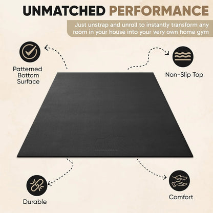 Gorilla Mats Large Exercise Mat – 6'x4', 7'x4', 7'x5', 8'x4', 10'x4' (1/4" Thick) – Ultra Durable Workout Mat for Home Gym Flooring – Non-Slip, Flat Fitness, Yoga & Weight Lifting Floor Mat