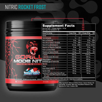 Gorilla Mode Nitric Stimulant Free Pre-Workout – Best Tasting and Most Effective Stimulant Free Pre-Workout/Massive Pumps · Vasodilation · Power / 688 Grams (Fruit Punch)