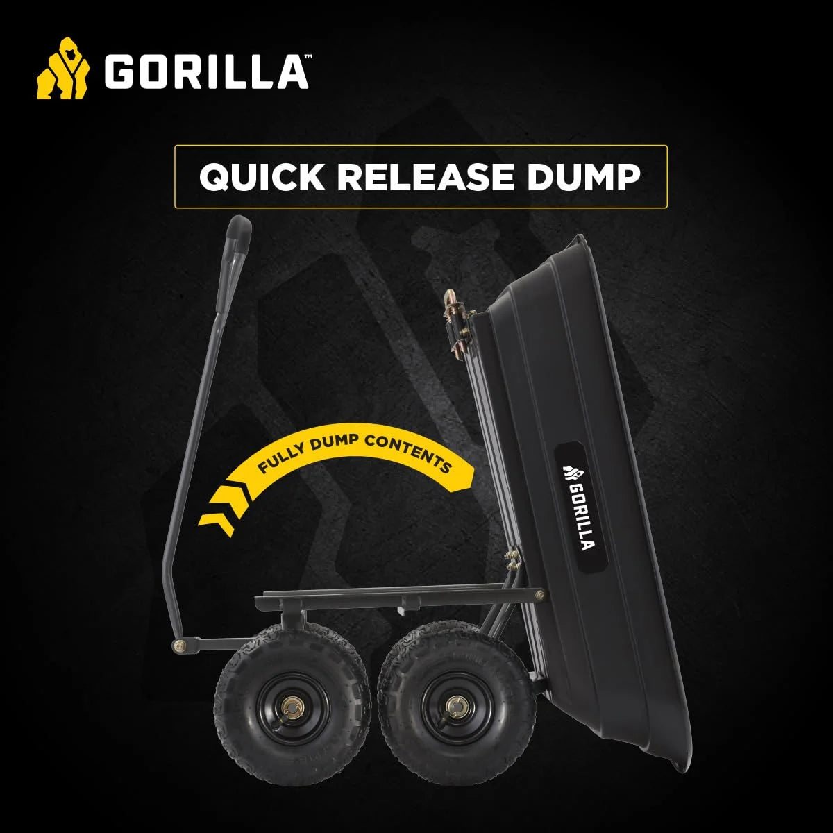 Gorilla Carts Poly Dump Cart, 800 lb. Capacity, 5 Cu Ft, Gray