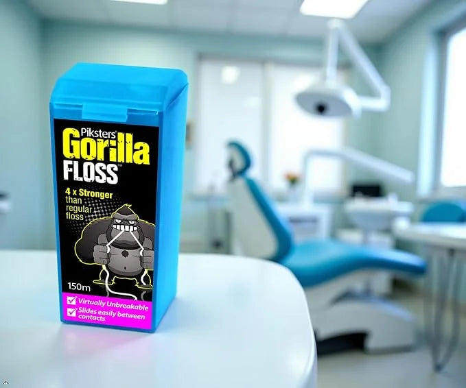 Piksters Gorilla Floss 4 Pack Extra Strong Dental Floss for Plaque Removal