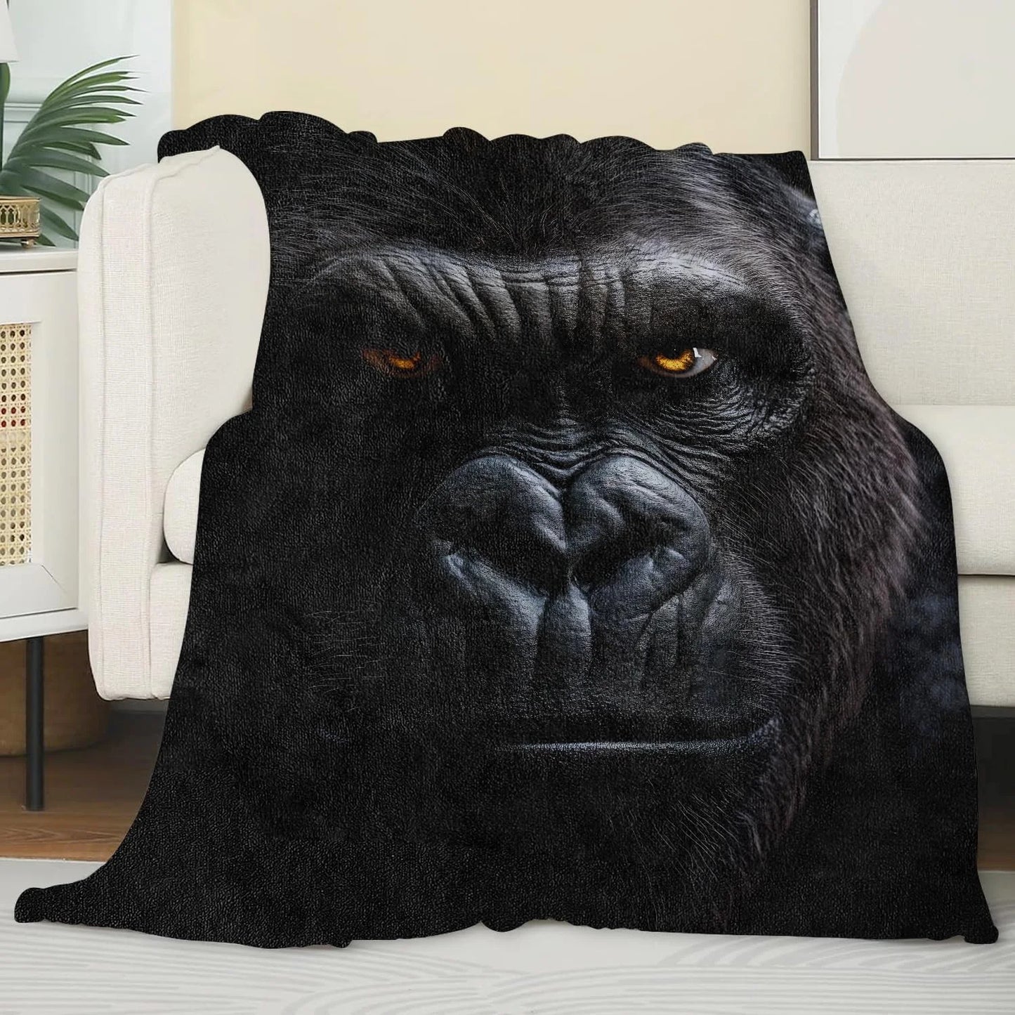 Gorilla Blankets for Adult Kids, Flannel Gorilla Throw Blanket, Birthday Gifts, Gorilla Decor for Sofa Couch Bed Living Room Soft Warm Lightweight Cozy 60" x 80"
