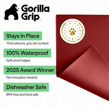 GORILLA GRIP Dog Food Mat, 100% Waterproof Silicone, 26x17 Navy