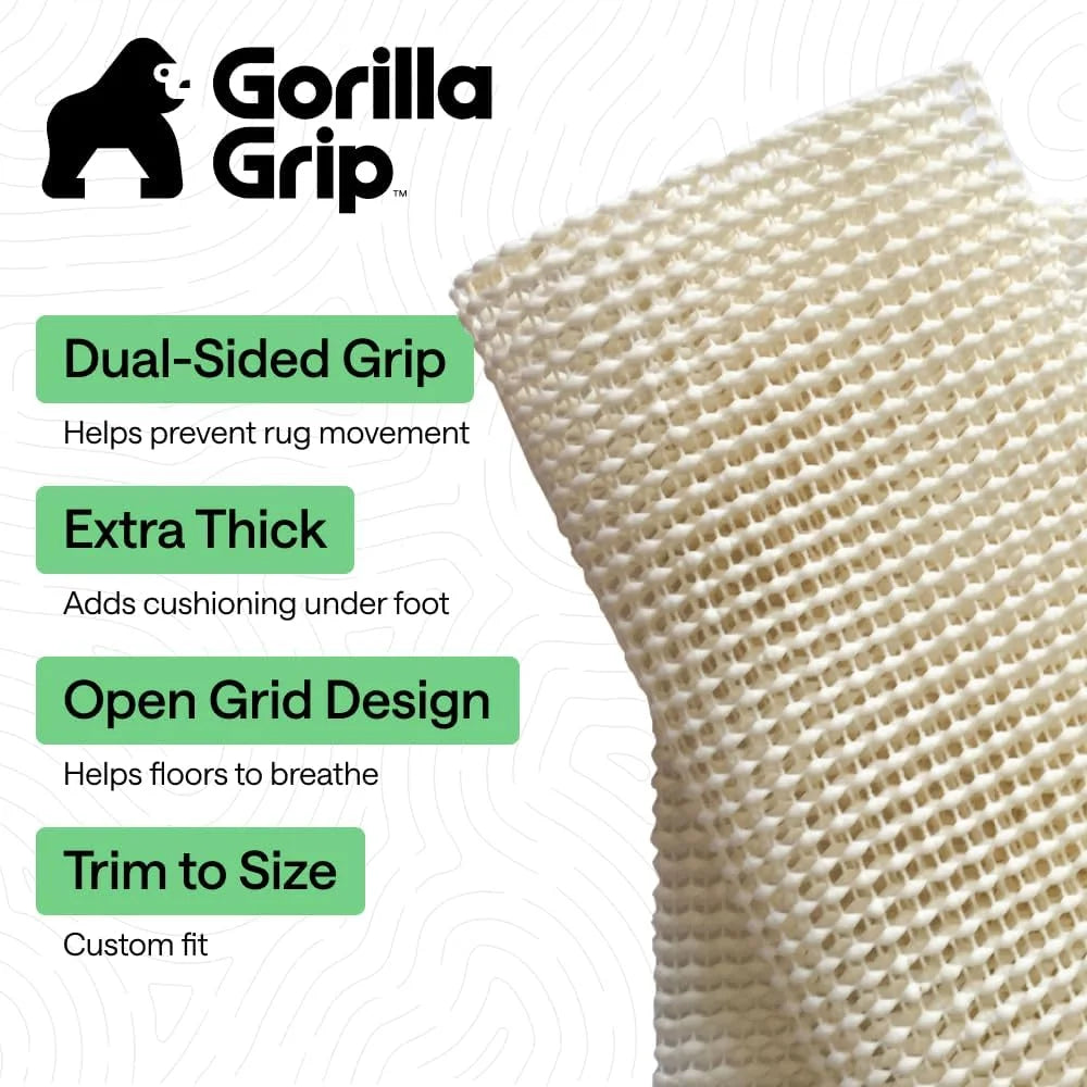 GORILLA GRIP® Slip Resistant Rug Pads for Hardwood Floor, 4x4 Cream
