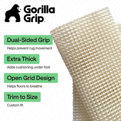 GORILLA GRIP® Slip Resistant Rug Pads for Hardwood Floor, 4x4 Cream