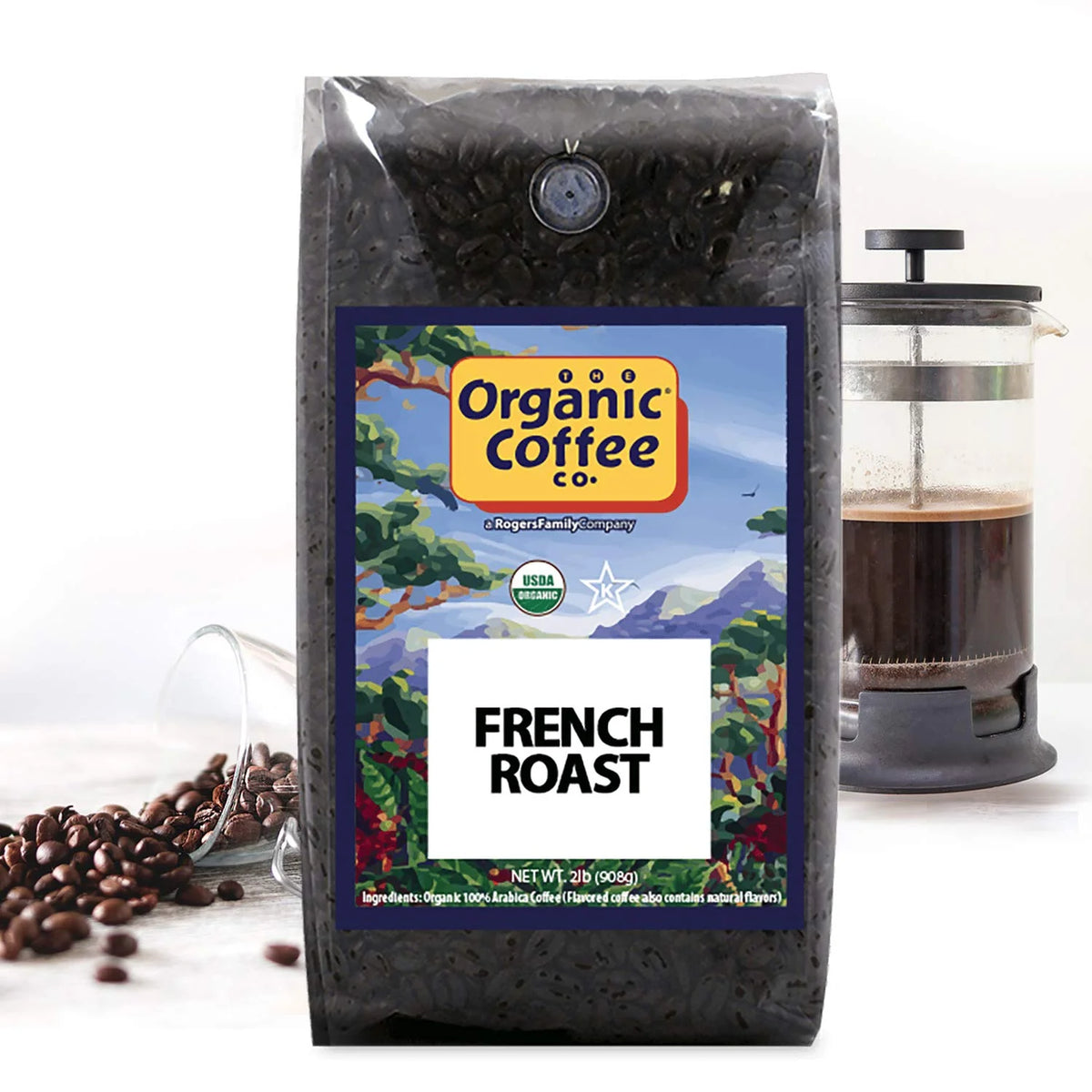 The Organic Coffee Co. DECAF French Roast Whole Bean Coffee, 2 lb bag