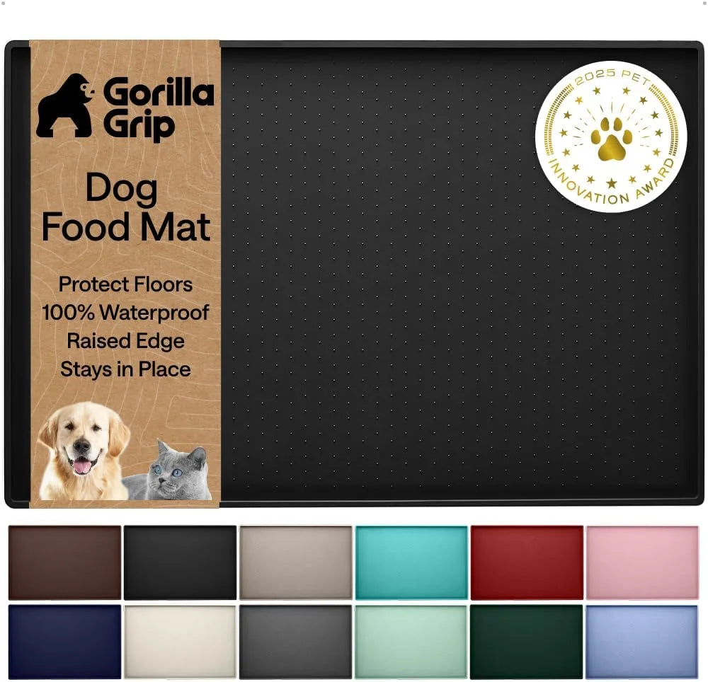 GORILLA GRIP Dog Food Mat, 100% Waterproof Silicone, 26x17 Navy