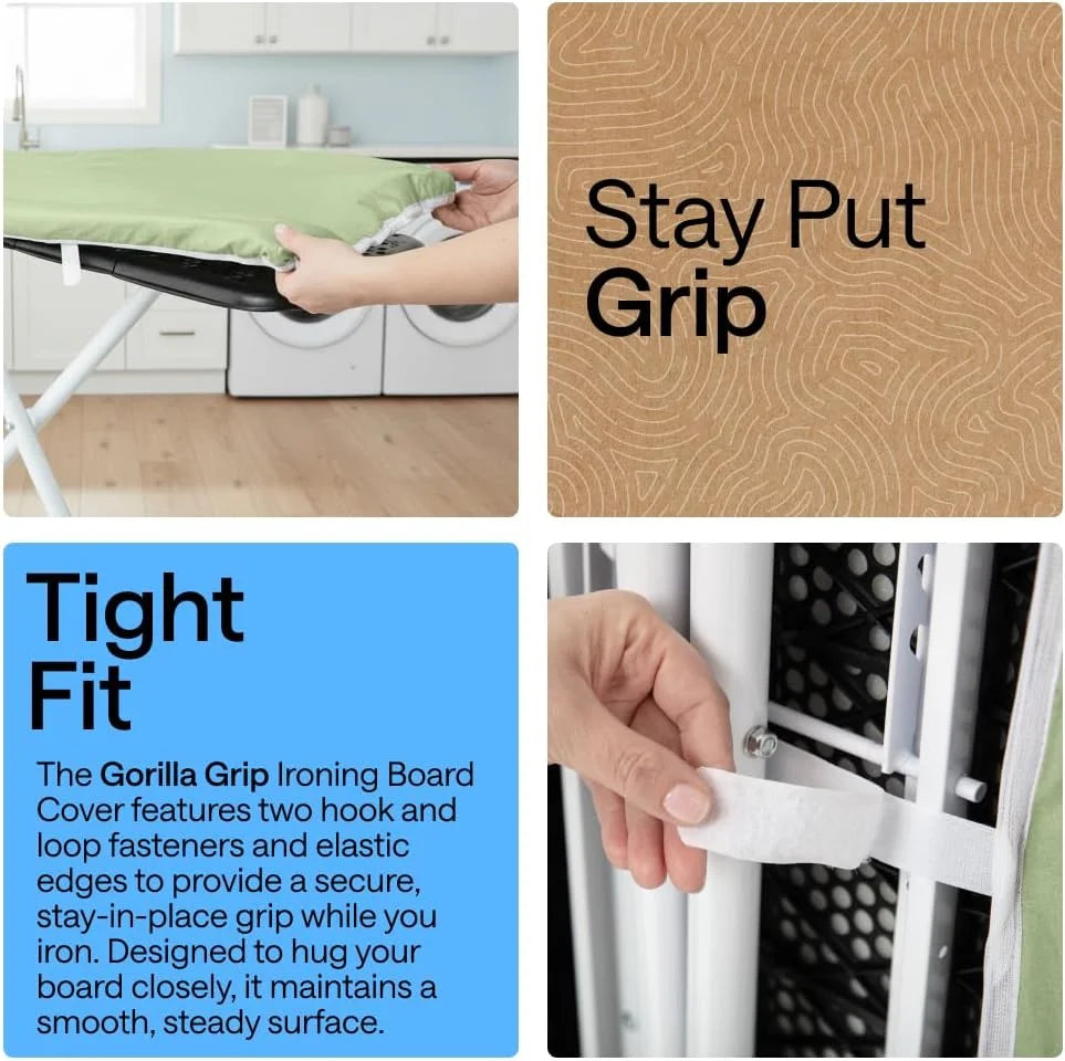 GORILLA GRIP Padded Ironing Board Cover, 15x54 Silver