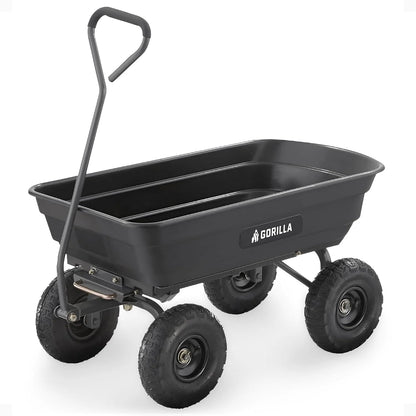 Gorilla Carts Poly Dump Cart, 800 lb. Capacity, 5 Cu Ft, Gray