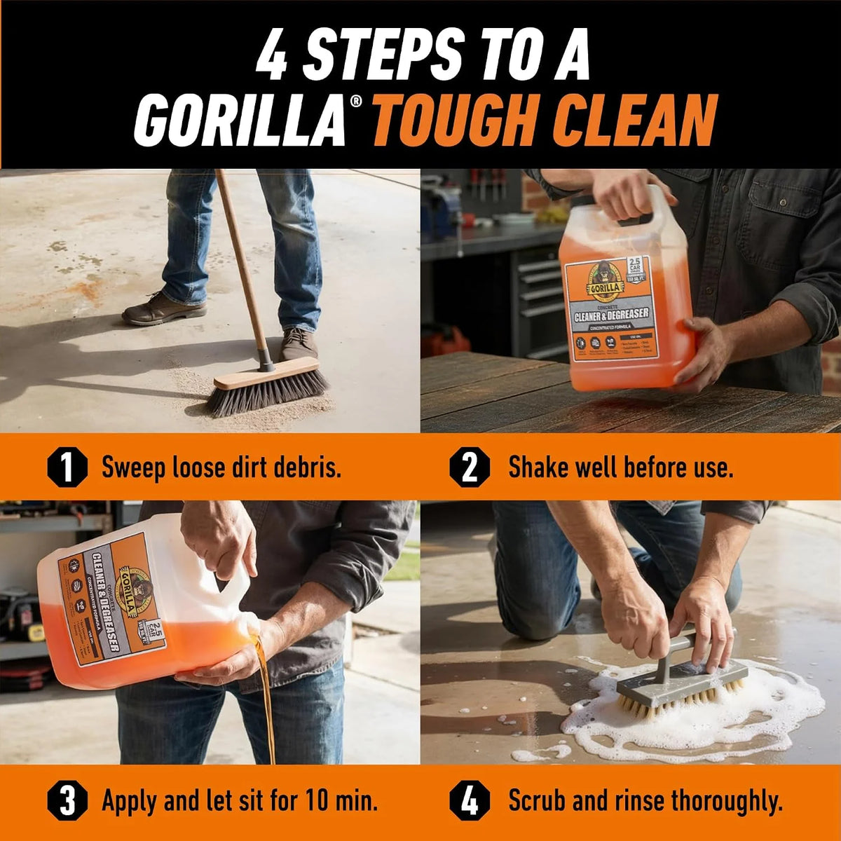 Gorilla Epoxy Garage Floor Coating Kit, 7 Pieces, 1-Car, Black Finish