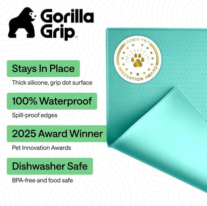 GORILLA GRIP Dog Food Mat, 100% Waterproof Silicone, 26x17 Navy