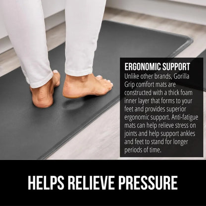 GORILLA GRIP Cushioned Antifatigue Kitchen Mat for Floor, 20x32, Charcoal
