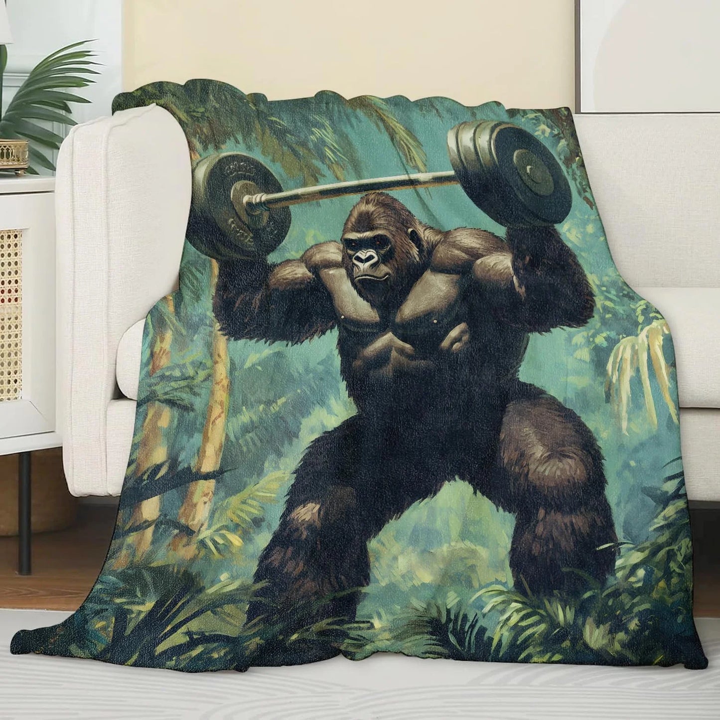 Gorilla Blankets for Adult Kids, Flannel Gorilla Throw Blanket, Birthday Gifts, Gorilla Decor for Sofa Couch Bed Living Room Soft Warm Lightweight Cozy 60" x 80"