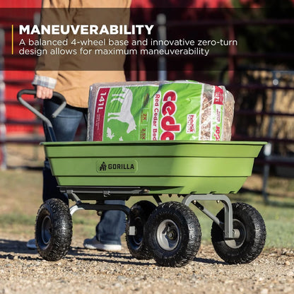 Gorilla Carts Poly Dump Cart, 800 lb. Capacity, 5 Cu Ft, Gray