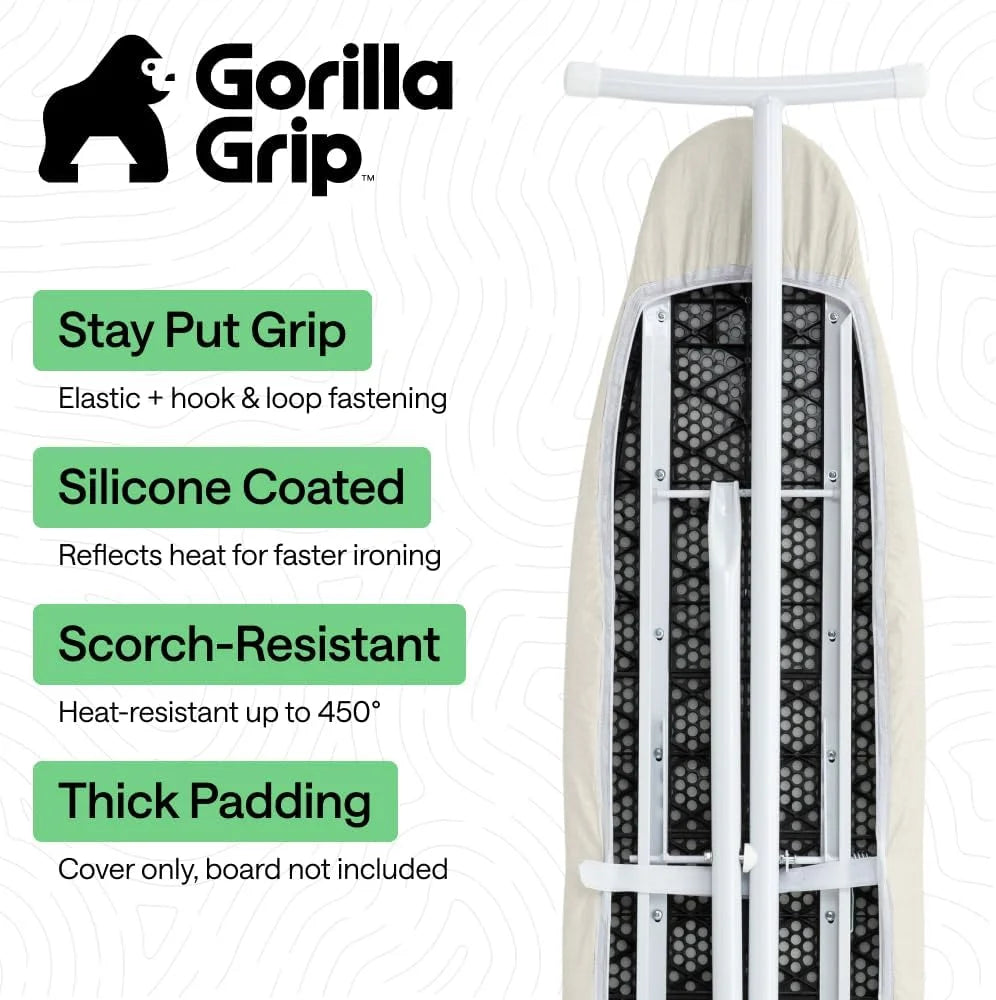 GORILLA GRIP Padded Ironing Board Cover, 15x54 Silver