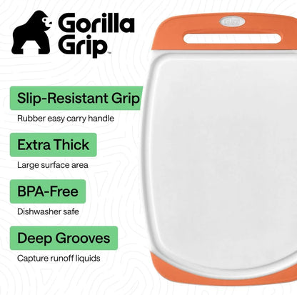 GORILLA GRIP BPA-Free Reversible Kitchen Cutting Board, Set of 3, Turquoise