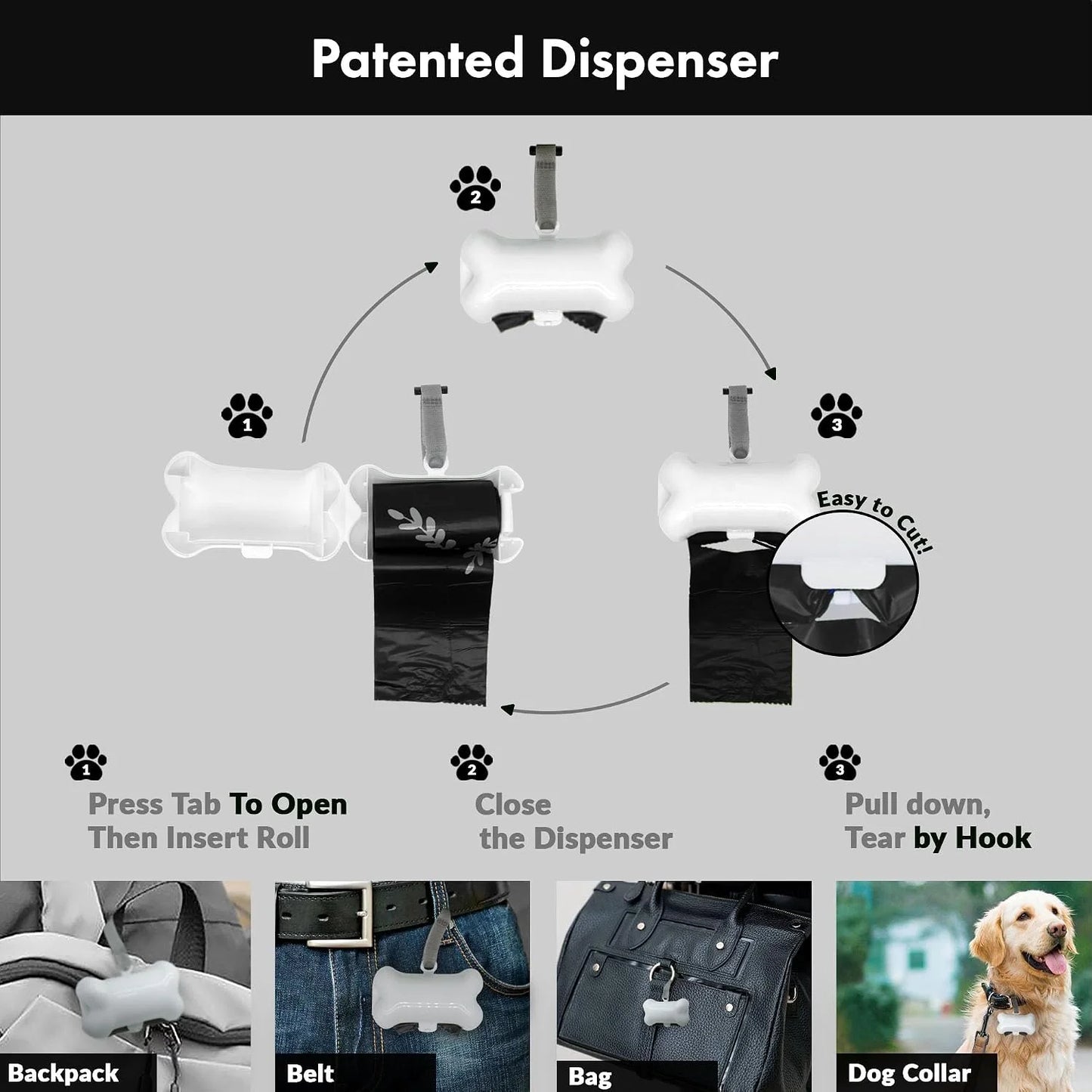 GORILLA SUPPLY 1000 multicolor poop bags for dogs with Dispenser and Leash Tie, 9" x 13", Mixed