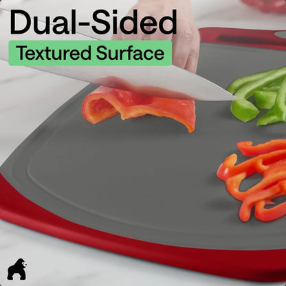 GORILLA GRIP BPA-Free Reversible Kitchen Cutting Board, Set of 3, Turquoise