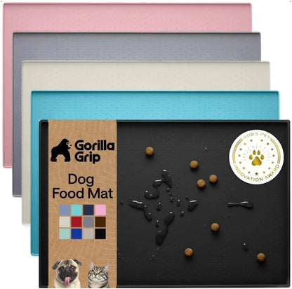 GORILLA GRIP Dog Food Mat, 100% Waterproof Silicone, 26x17 Navy