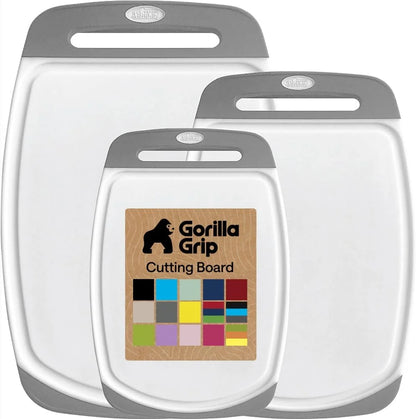 GORILLA GRIP BPA-Free Reversible Kitchen Cutting Board, Set of 3, Turquoise