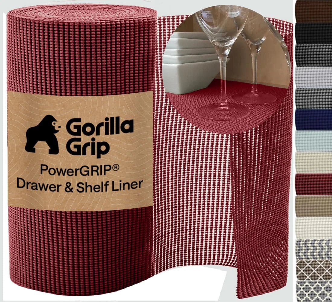 GORILLA GRIP powerGRIP Drawer Shelf and Cabinet Liner, 24"x30', Light Gray