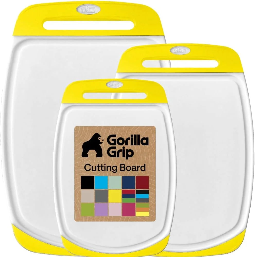 GORILLA GRIP BPA-Free Reversible Kitchen Cutting Board, Set of 3, Turquoise