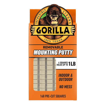 Gorilla Mounting Putty, Natural Tan Color, 168 Pre-Cut Squares, 2-Pack