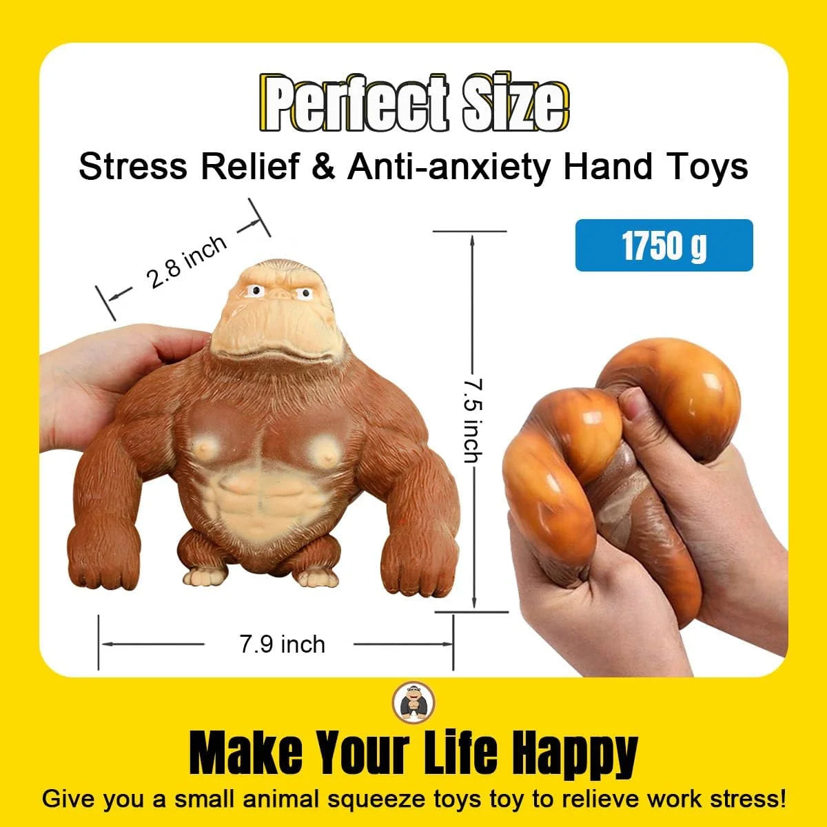 YHan Super Stretchy Gorilla Fidget Toy (Purple) Stretchy Monkey - Funny, Squishy & Perfect to Squeeze for Stress Relief - Ideal Gift for Kids