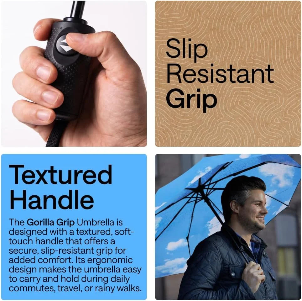 GORILLA GRIP Compact Travel Size Umbrella for Rain, Cats and Dogs