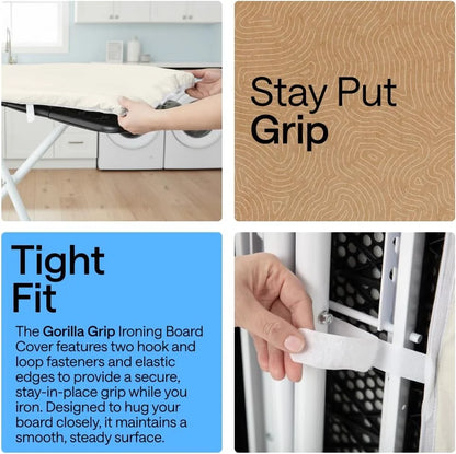 GORILLA GRIP Padded Ironing Board Cover, 15x54 Silver