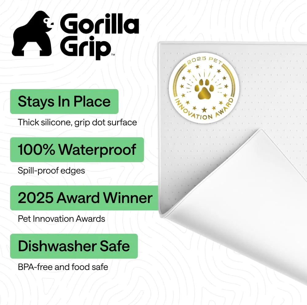 GORILLA GRIP Dog Food Mat, 100% Waterproof Silicone, 26x17 Navy