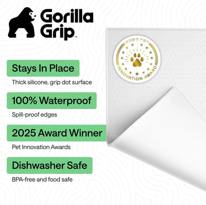 GORILLA GRIP Dog Food Mat, 100% Waterproof Silicone, 26x17 Navy